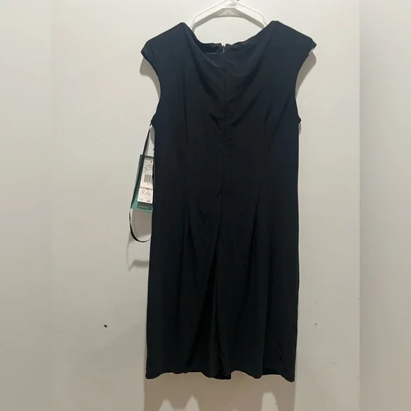 Nine & Co NWT Black Beaded Ruched Sheath Dress Size 12 Cap Sleeve - Picture 4 of 9